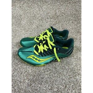 Saucony Spit Fire Track Running Shoes Green Yellow  Womens US Size 9‎
